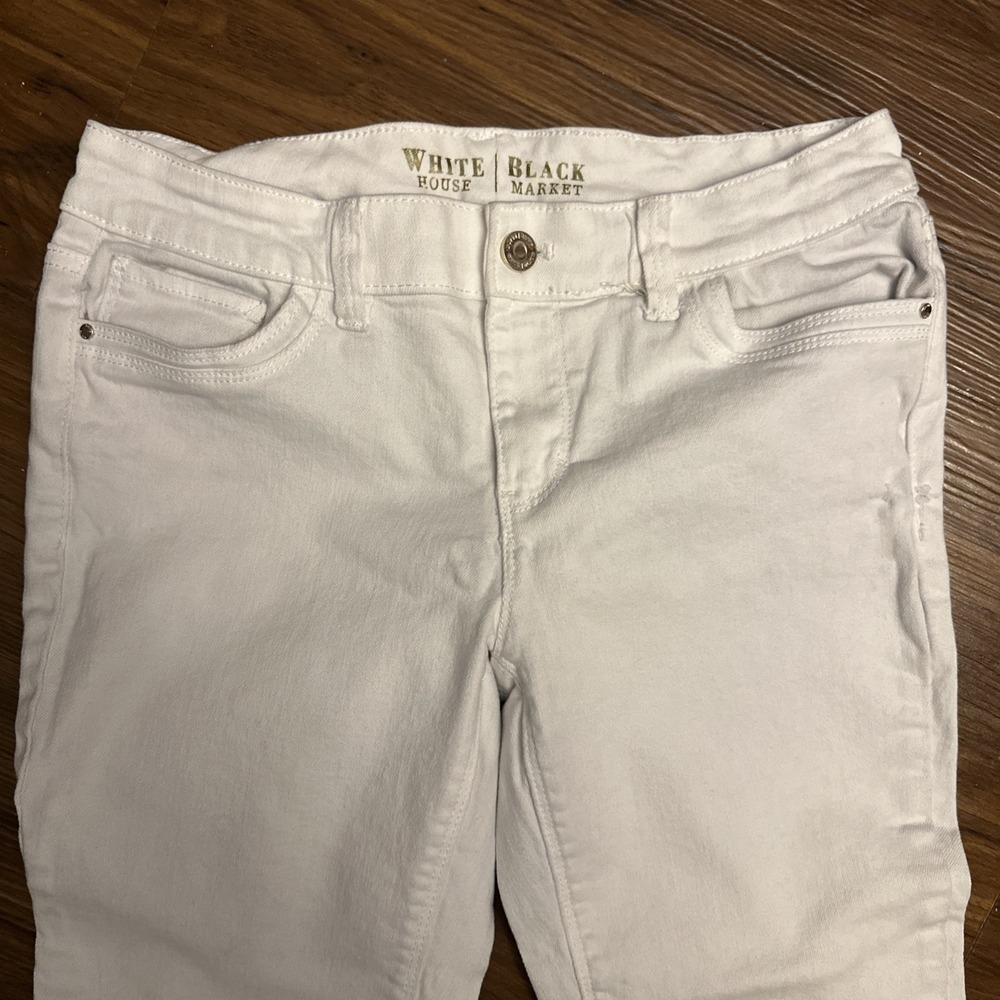 White House Black Market Womens Skinny Crop Jeans White Stretch 5-Pocket